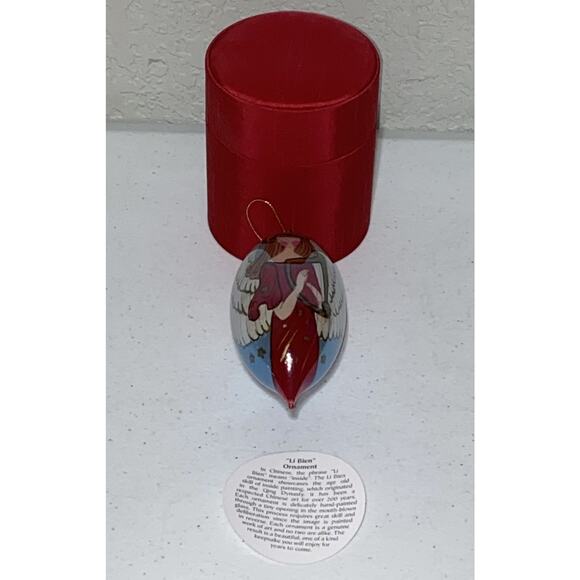 LI BIEN 2007 Hand-Painted Glass Christmas Ornament Angel Tear Drop Pier 1 In Box - Picture 1 of 7